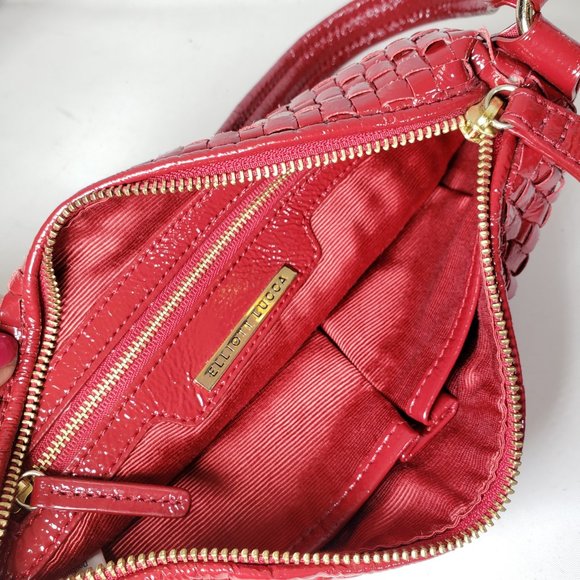 Elliott Lucca Red Patent Leather Woven Leather Bag - Picture 13 of 14